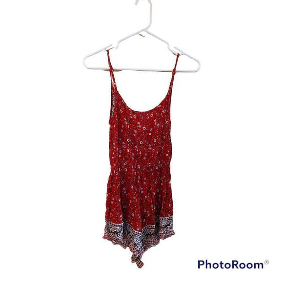 band of gypsies red bandanna style romper size extra small - Picture 2 of 4